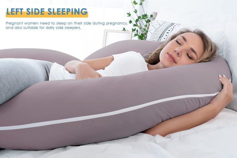 INSEN Pregnancy Pillows for Sleeping, Maternity Pillow with Cooling Cotton Cover, C Shaped for Pregnant Women (Purple Jersey) - Image 3